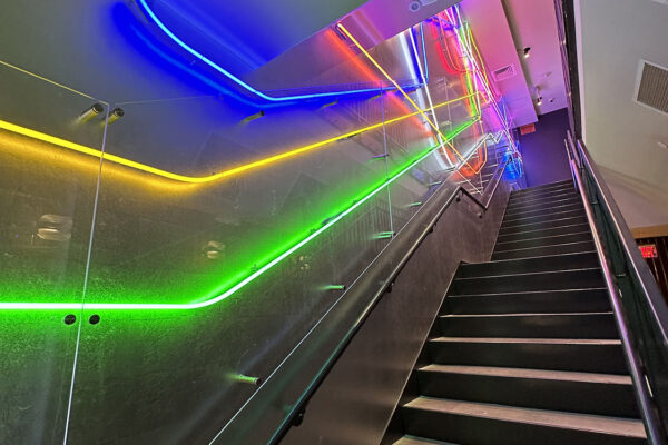 Neon Lights on Stairs